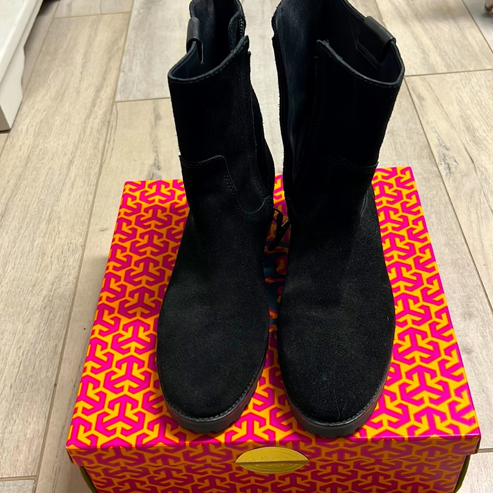 Tory Burch Black Suede Ankle Boots